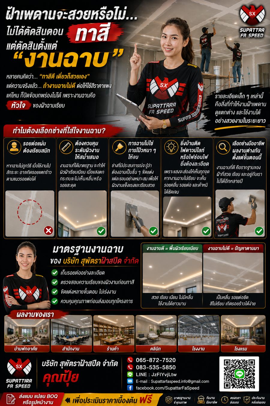 งานผิวฝ้าและทาสี