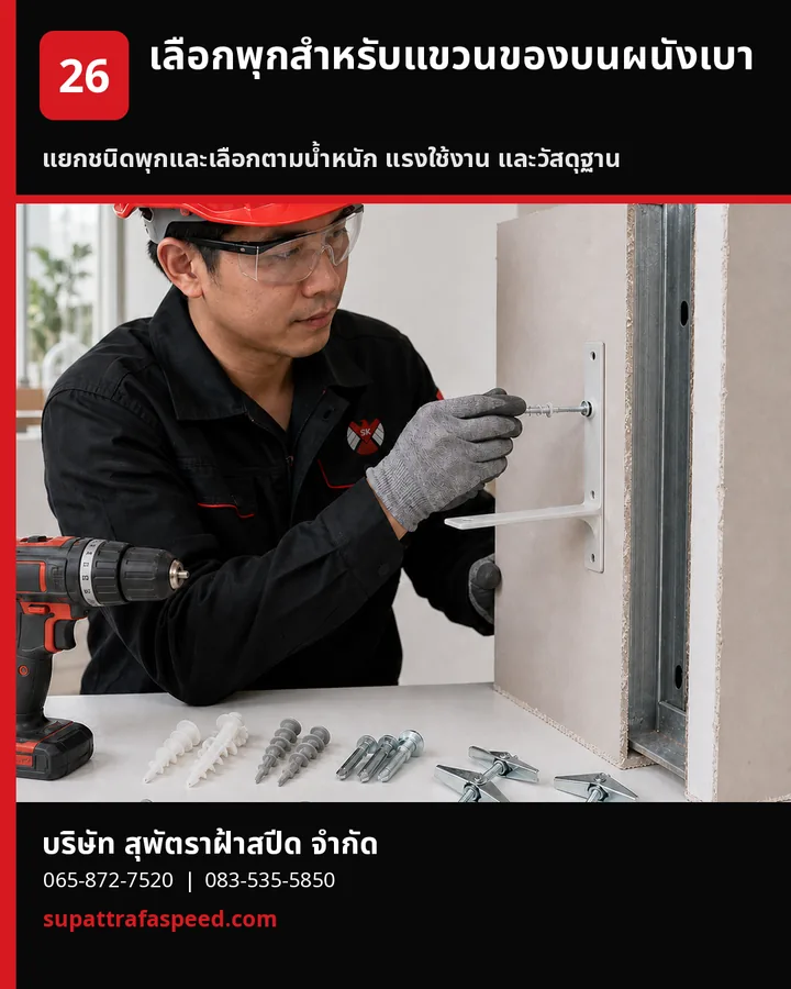 ภาพประกอบบทความ วิธีเลือกพุกและเม็ดท็อกซ์สำหรับแขวนของบนผนังเบา